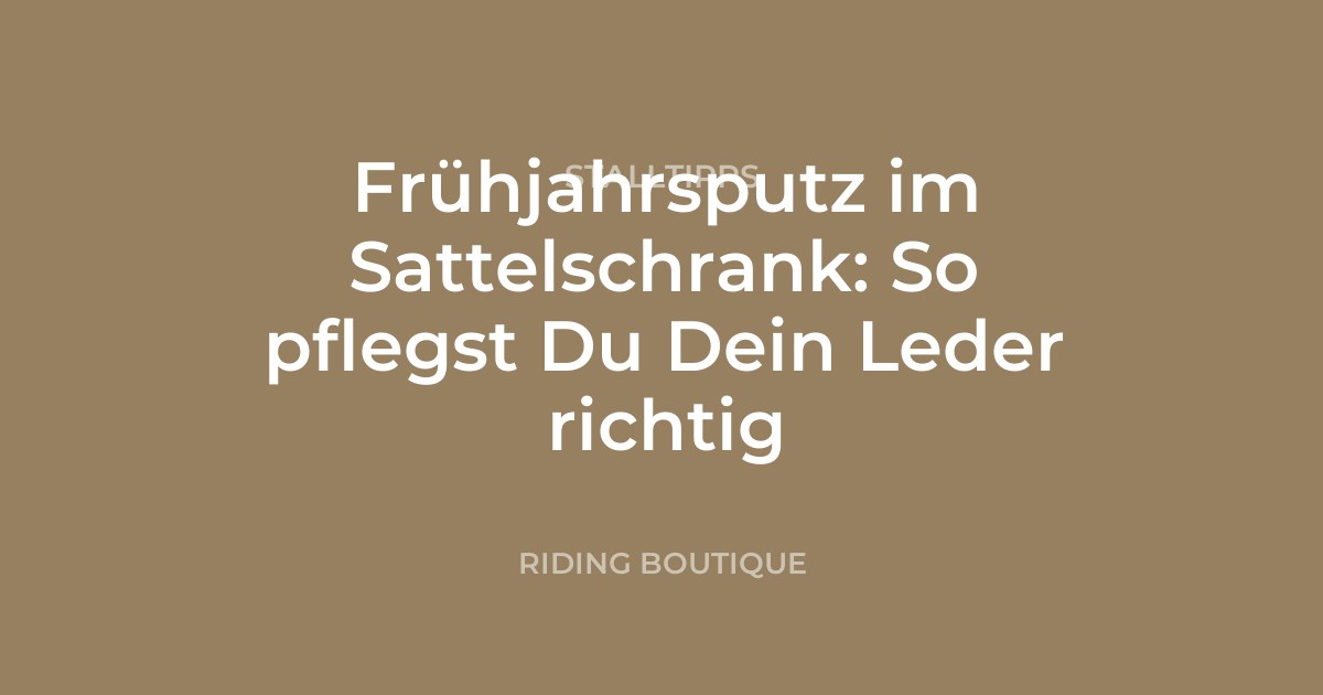 Frühjahrsputz im Sattelschrank: So pflegst Du Dein Leder richtig