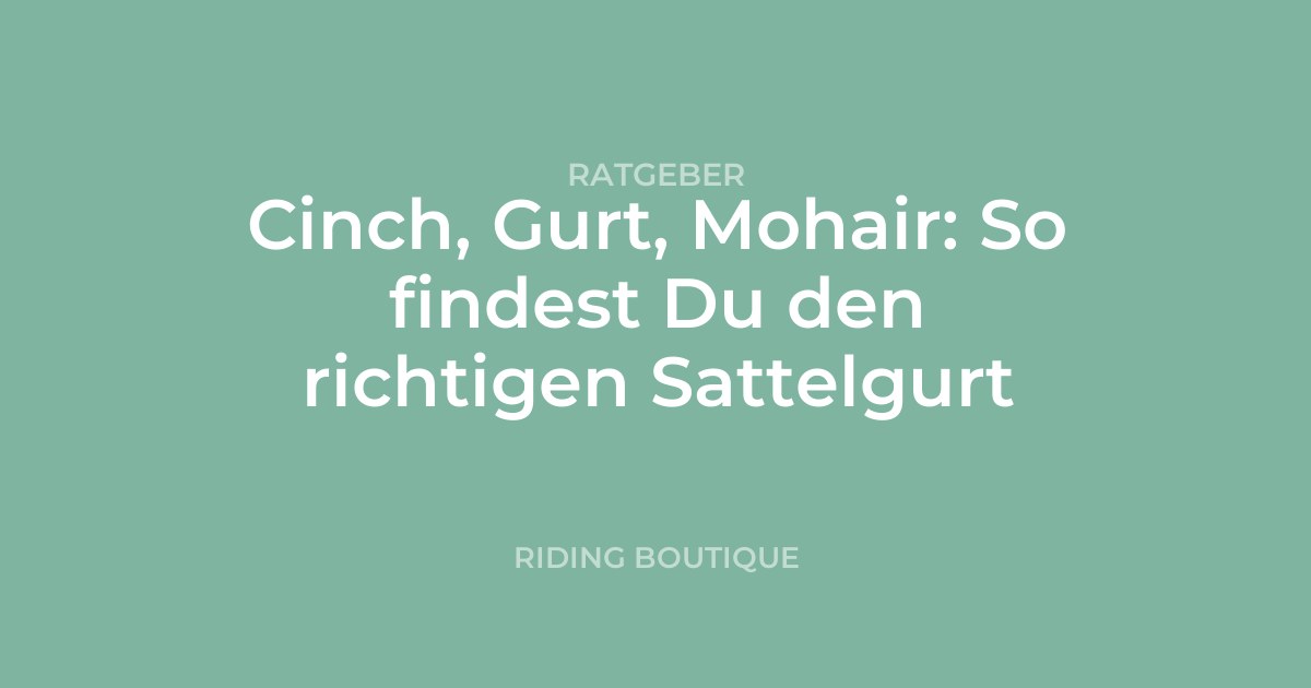 Cinch, Gurt, Mohair: So findest Du den richtigen Sattelgurt